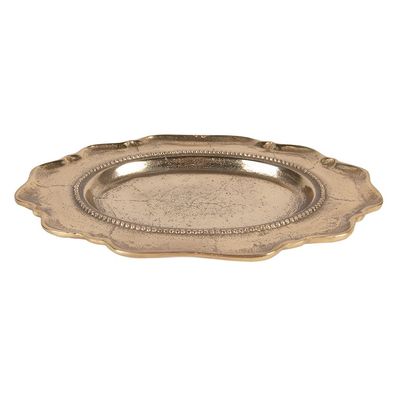 Clayre & Eef Dekoration Schale 31x22x3 cm Goldfarbig Aluminium (Gr. 31x22x3 cm)