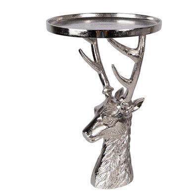 Clayre & Eef Dekoration Schale Ø 25x38 cm Silberfarbig Aluminium Hirsch