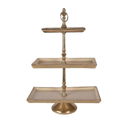 Clayre & Eef 3-Schicht-Etagere 34x17x50 cm Beige Aluminium (Gr. 34x17x50 cm)