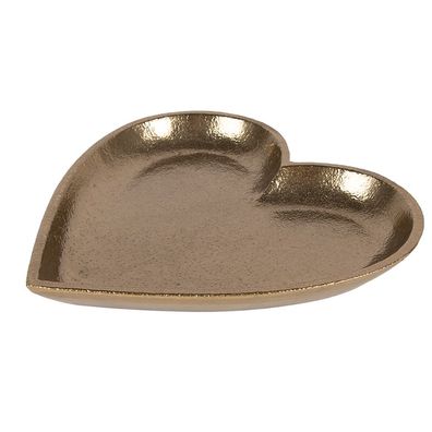 Clayre & Eef Dekoration Schale Herz 21x21x2 cm Goldfarbig Aluminium (Gr. 21x21x2 cm)