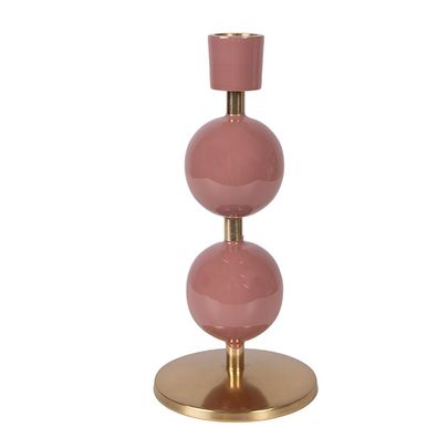 Clayre & Eef Kerzenständer Ø 9x19 cm Rosa Metall (Gr. Ø 9x19 cm)