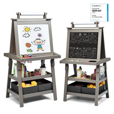3 in 1 Kinder Staffelei Kindertafel doppelseitig Whiteboard Kreidetafel Zeichenpapier