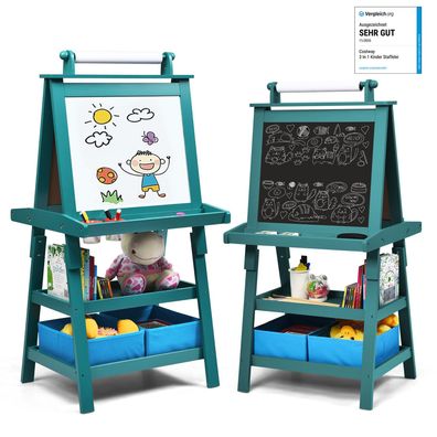 3 in 1 Kinder Staffelei, Kindertafel doppelseitig, Whiteboard & Kreidetafel & Zeichen