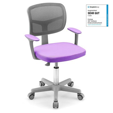 Kinderschreibtischstuhl 360° drehbar, Jugendstuhl 80-91,5cm höhenverstellbar, Violett