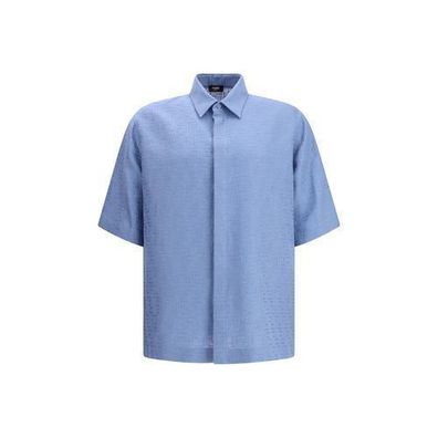 Fendi Light Blue Linen Shortsleeve Shirt
