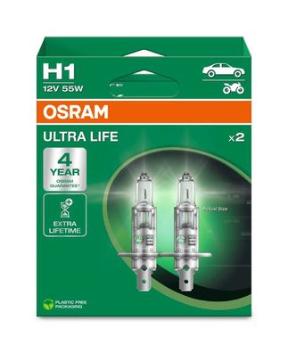 OSRAM H1 12V 55W P14.5s ULTRA LIFE 4 Jahre Garantie 2St