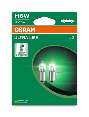 OSRAM H6W 12V 6W BAX9s ULTRA LIFE 2St. Blister