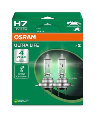 OSRAM H7 12V 55W PX26d ULTRA LIFE 4 Jahre Garantie 2st