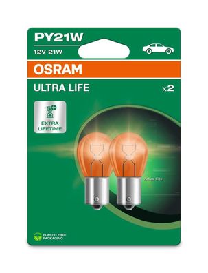 OSRAM PY21W 12V 21W BAU15s (gelb) ULTRA LIFE 2st. Blister