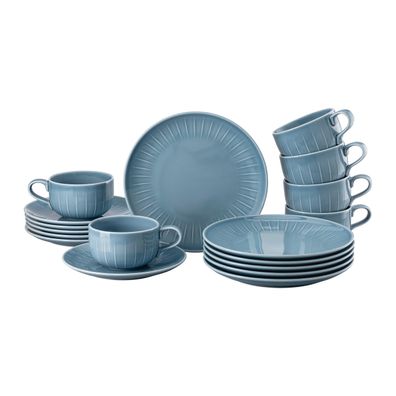 Rosenthal Set 18-tlg/Kombi Joyn Denim Blue Porzellan Blau Teller flach 20 cm|Joyn|