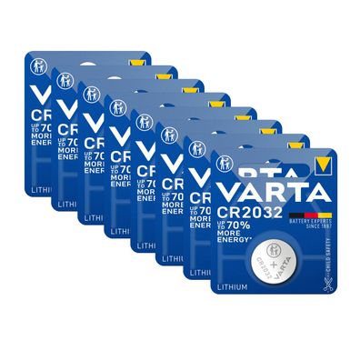8x 1er Blister Varta CR2032 CR 2032 Knopfzelle Batterie 3V Lithium