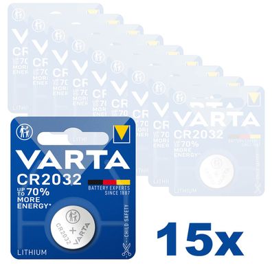 15x 1er Blister Varta CR2032 CR 2032 Knopfzelle Batterie 3V Lithium