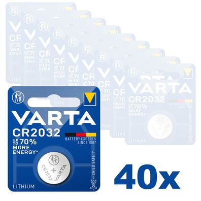 40x 1er Blister Varta CR2032 CR 2032 Knopfzelle Batterie 3V Lithium