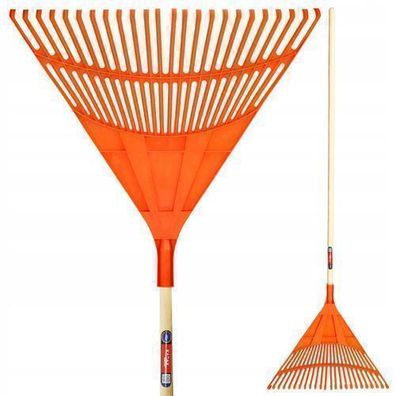 KADAX Rechen für Gras und Blätter, breite Harke mit langem Stiel aus Holz