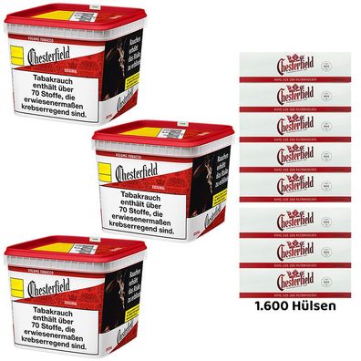 Chesterfield Red/Rot Volumentabak 3x 230g Giga BOX, Hülsen