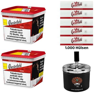 Chesterfield Red/Rot Volumentabak 2x 230g Giga BOX, 1000 Hülsen, Drehascher
