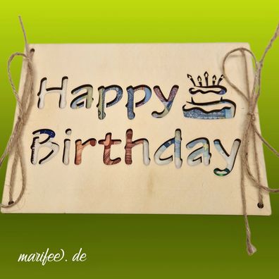 Holz-Geschenkkarte Happy Birthday für Geldgeschenke Art.-Nr. 12428