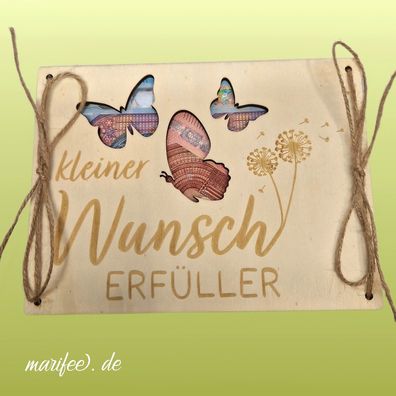 Holz-Geschenkkarte kleiner Wunscherfüller, Geldgeschenke Art.-Nr. 12429