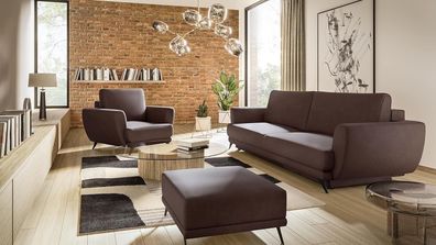 Generic Eltap Megis Soft Sofa Set mit Bettfunktion, Sessel und Puff für Wohnzimmer