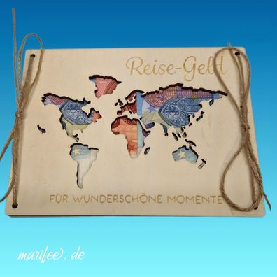 Holz-Geschenkkarte Reise-Geld für Geldgeschenke Art.-Nr. 12432