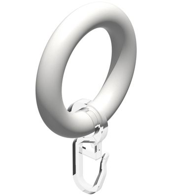 Interdeco Holz-Ringe mit Haken 48/32 mm für Stange 20 mm Ø Weiß