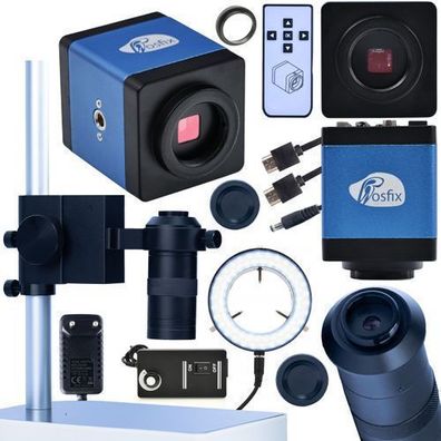 Rosfix Set Mikroskopkamera 2MP + Objektiv 100x + LED Licht | HDMI/VGA/C-Mount
