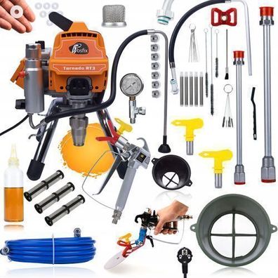 Rosfix Set Farbspritzgerät Tornado RT3 – 2200W 22MPa 2,5L/min | Zubehör