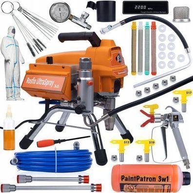Rosfix Set Farbspritzgerät Tornado RT3 – 2200W 22MPA 2,5L/min Zubehör