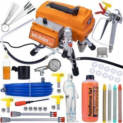 Rosfix Set Farbspritzgerät Tornado RT4 3000W 22MPA 3,2L/min | Zubehör