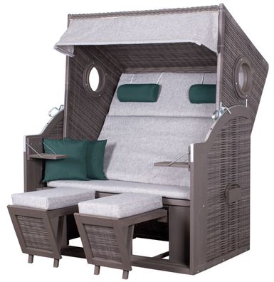 Strandkorb deVries PURE® Wave XL - PE grey - Dessin 484 - inkl. Schutzhülle