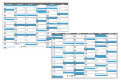 Tafelkalender DIN A5 2026 + 2027 (2 x 10 Stück) Format (148 x 210 mm) 300g BD Papier