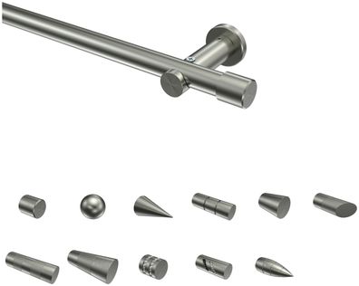Interdeco Gardinenstangen Edelstahl-Optik 20 mm Ø Platon (OR)