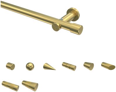 Interdeco Gardinenstangen Messing-Optik 20 mm Ø Platon (OR)