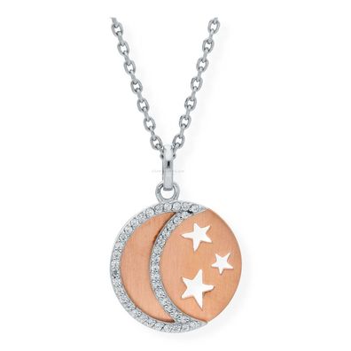 JuwelmaLux Halbmond Anhänger 925/000 Sterling Silber roségold plattiert mit Zirkonia