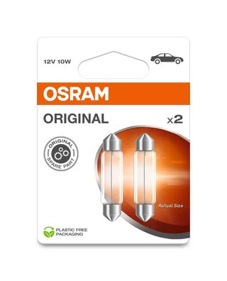 OSRAM 10W 12V SV8,5 43mm Soffitte Lang 2st. Blister