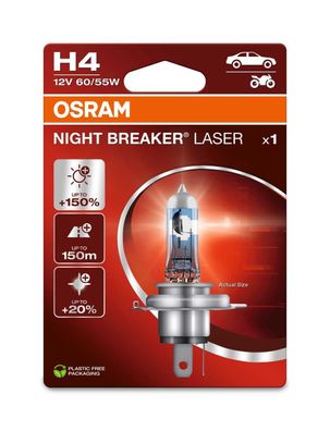 OSRAM H4 12V 60/55W P43t NIGHT BREAKER® LASER + 150% mehr Helligkeit 1St. Blister