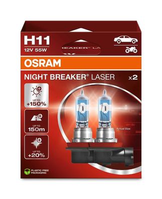 OSRAM H11 12V 55W PGJ19-2 NIGHT BREAKER® LASER + 150% mehr Helligkeit 2 St