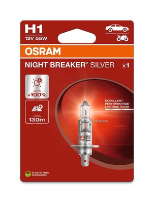 OSRAM H1 12V 55W P14.5s NIGHT BREAKER® SILVER + 100% 1 St