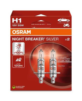 OSRAM H1 12V 55W P14.5s NIGHT BREAKER® SILVER + 100% 2 St