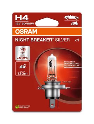 OSRAM H4 12V 60/55W P43t NIGHT BREAKER® SILVER + 100% 1 St