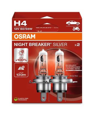 OSRAM H4 12V 60/55W P43t NIGHT BREAKER® SILVER + 100% 2 St
