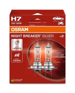 OSRAM H7 12V 55W PX26d NIGHT BREAKER® SILVER + 100% 2 St