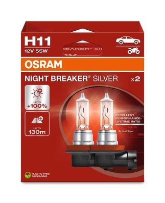 OSRAM H11 12V 55W PGJ19-2 NIGHT BREAKER® SILVER + 100% 2 St