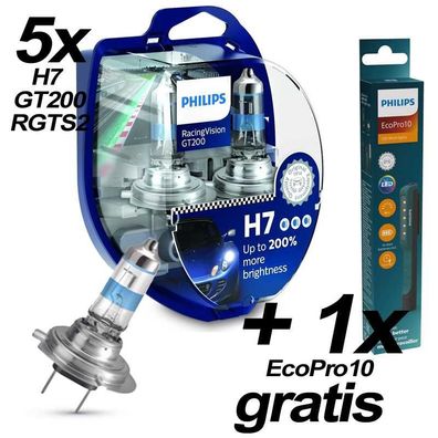 Philips H7 12V 55W PX26d RacingVision GT200 x5 + 1x EcoPro10 x1