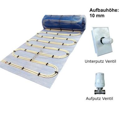 Fußbodenheizung Dünnschicht Warmwasser Doppelrohr * Komplett-Set* - 2,5 bis 20m²