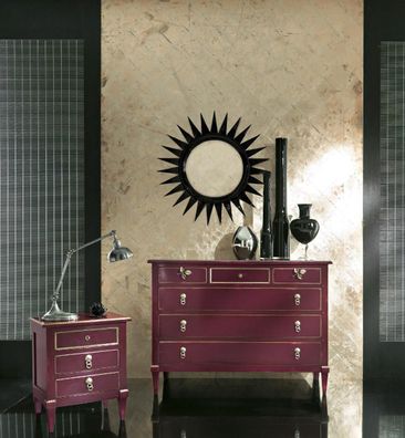 Nachttisch mit 3 Schublade Holzschrank Möbel Design Bizzotto Italienisch Neu