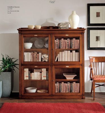 Bücherregal Vitrine Vitrinenschrank Klassischer Schrank Bücherschrank Holz Regal