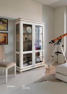 Massive Holz Vitrinen Glas Schrank Echtholz Vitrine Wohnzimmer Möbel Anrichte