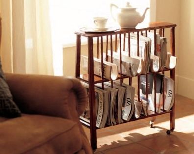 Zeitungsregal Regal Holz Ständer Italien Zeitungsständer Design Möbel Wohnzimmer