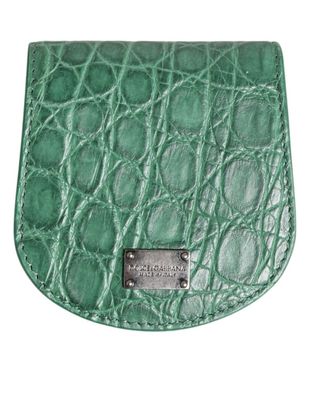 Dolce & Gabbana Green Exotic Skin Coin Condom Case Holder Pocket Wallet